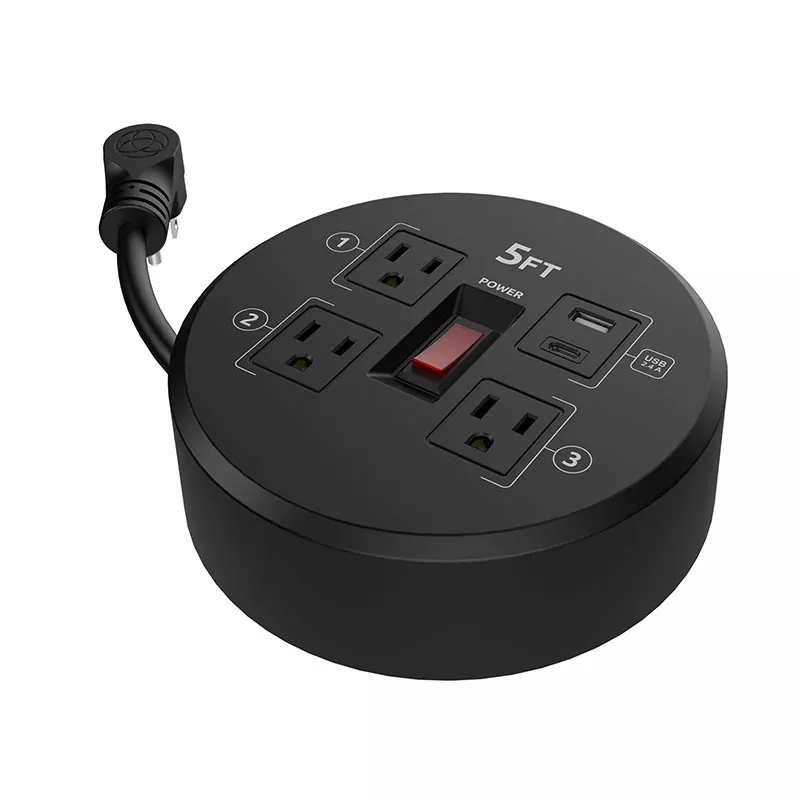 Mini 3 Steckdosen USB2.4a Kunststoff-Kabeltrommel